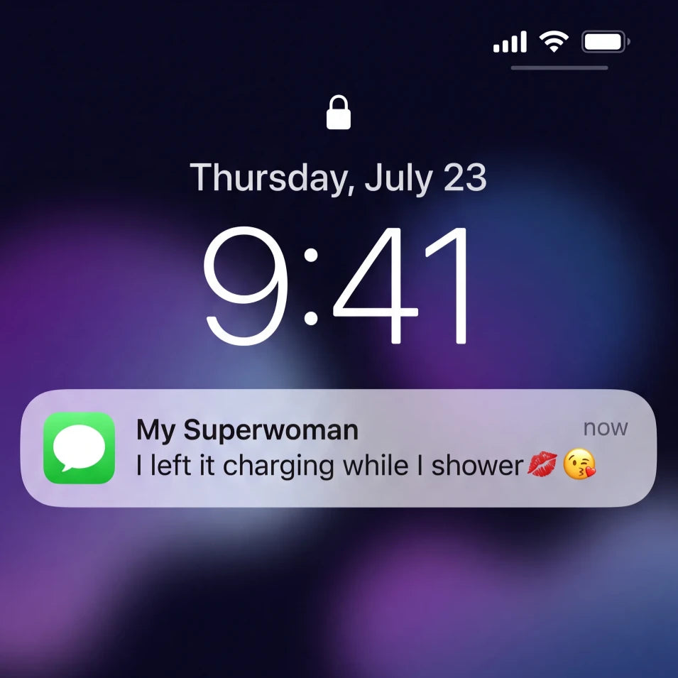 Lock screen on a Thursday — a text from her that isn't logistics